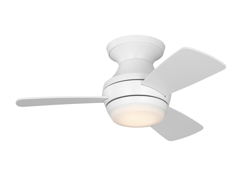 Ikon 32 Hugger LED Ceiling Fan in Matte White with Matte White Blades and Light Kit