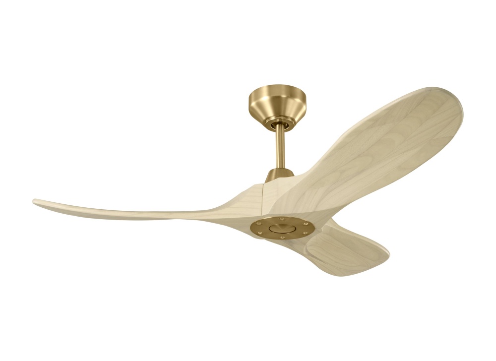 Maverick Smart 44 Ceiling Fan in Burnished Brass with Washed White Oak Blades