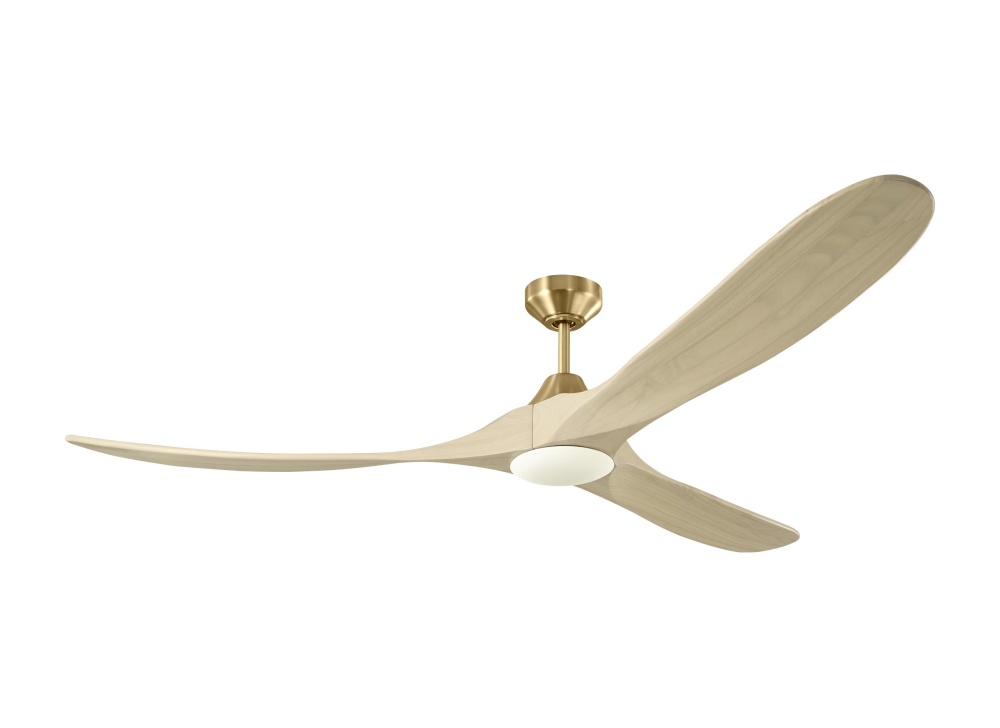 Maverick Smart 70 LED Ceiling Fan in Burnished Brass with Washed White Oak Blades and Light Kit