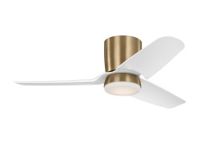 Visual Comfort & Co. Fan Collection 3CGHR44SBD - Colgin 44 Hugger LED Ceiling Fan in Satin Brass with Matte White Blades with Light Kit