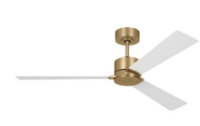 Visual Comfort & Co. Fan Collection 3RZR52BBS - Rozzen 52 Ceiling Fan in Burnished Brass with Matte White Blades