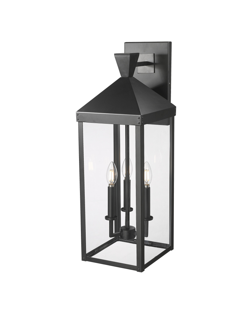 Yates 26&#34; High 3-Light Outdoor Wall Sconce - Painted Black