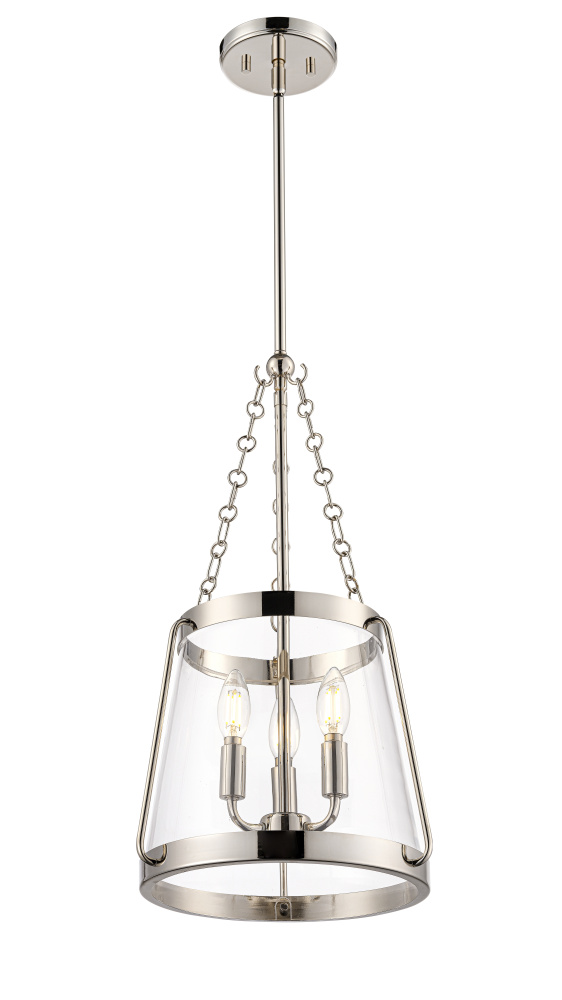 Adabella 11.75&#34; 3-Light Pendant - Polished Nickel
