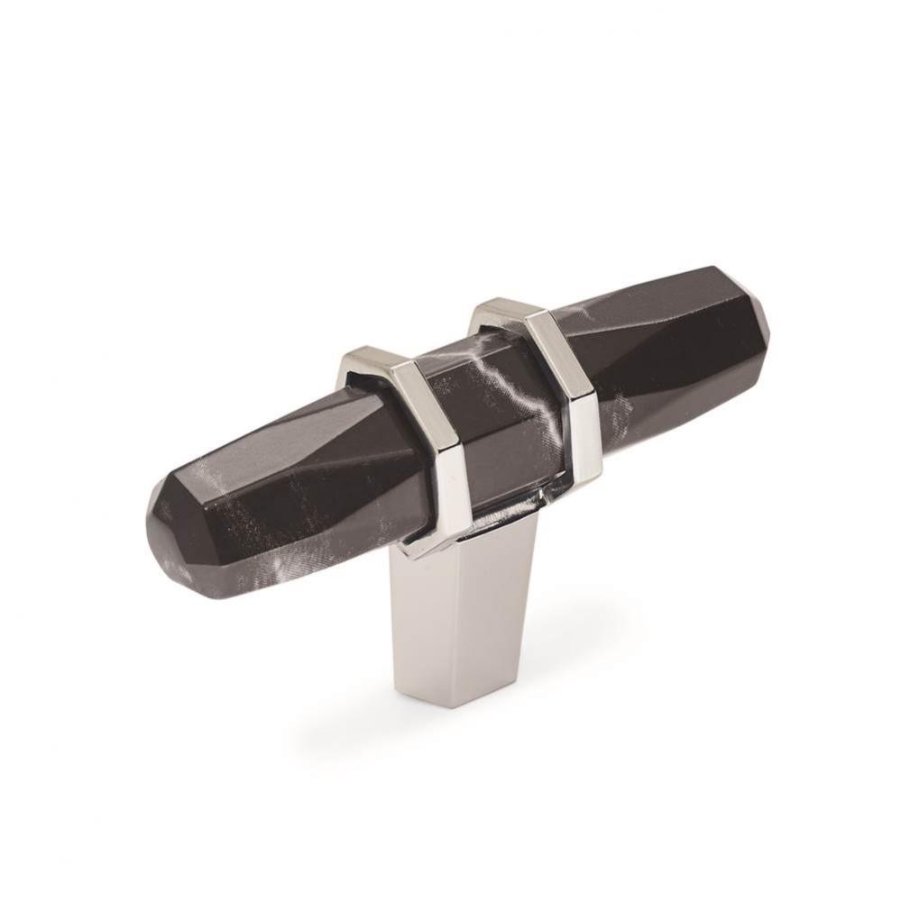 Carrione 2-1/2 in (64 mm) Length Marble Black/Polished Nickel Cabinet Knob