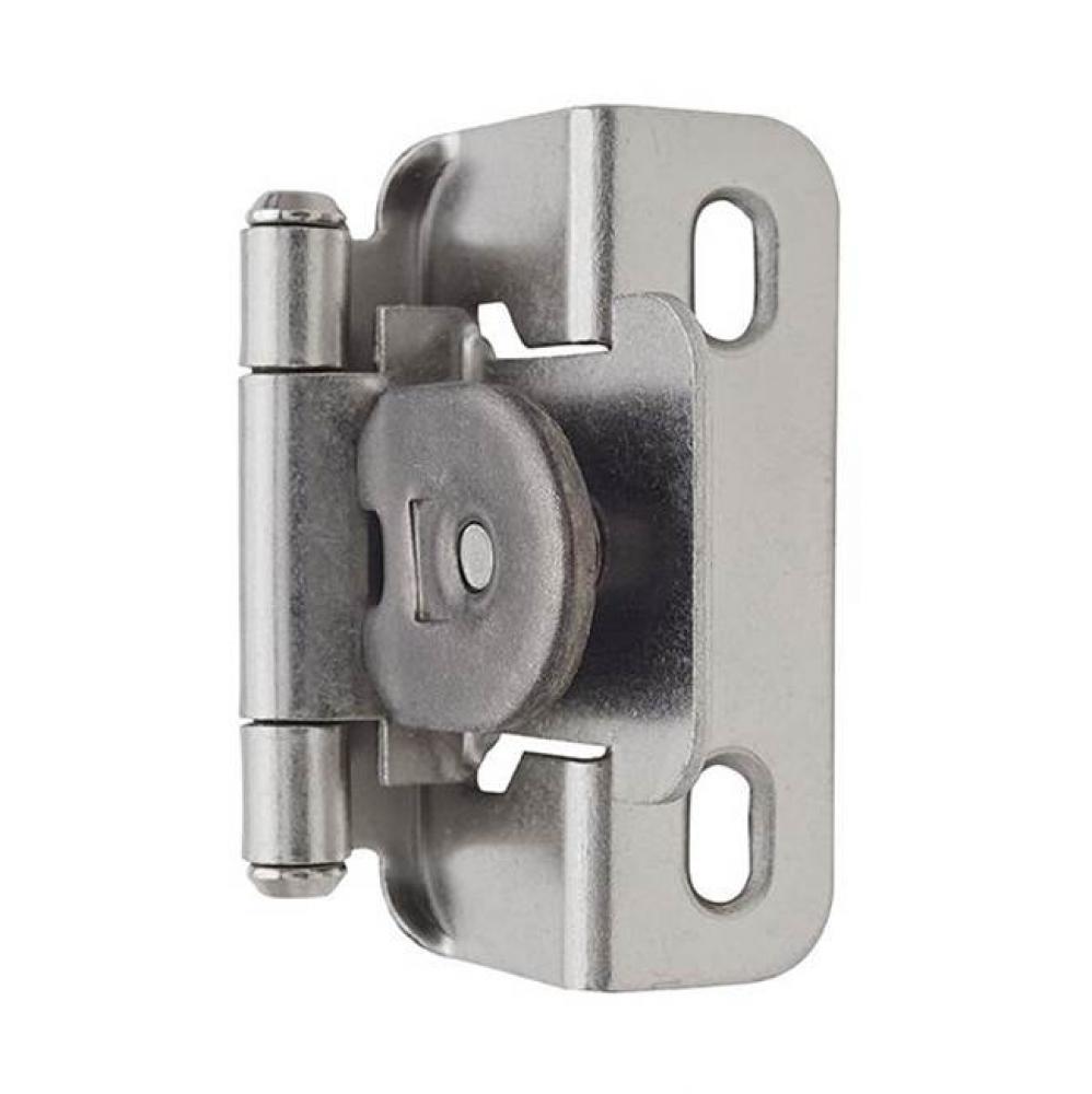 1/2in (13 mm) Overlay Single Demountable, Partial Wrap Satin Nickel Hinge - 2 Pack