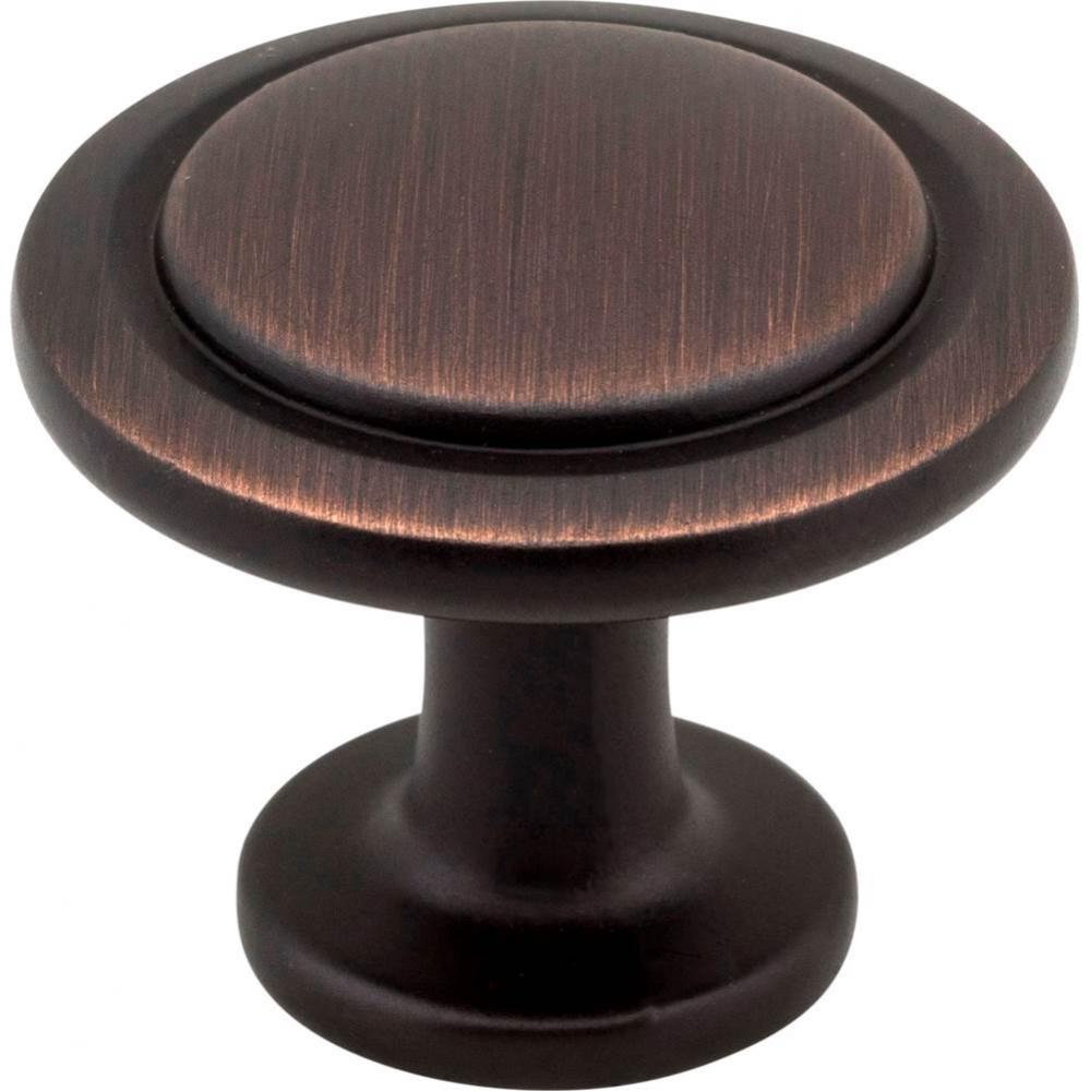 1-1/4'' Diameter Brushed Oil Rubbed Bronze Round Button Gatsby Cabinet Knob