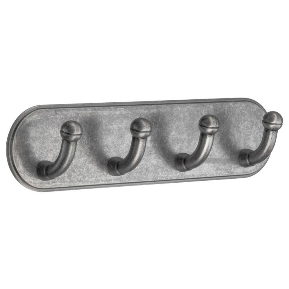 QUADRUPLE HOOK SELFADHESIVE PEWTER FINISH