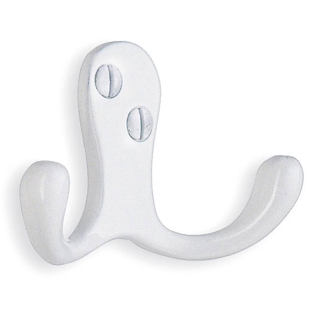Double Coat Hook 1 3/4&apos;&apos;, White