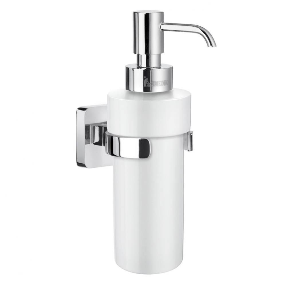 ICE- Holder in Polished Chrome with Porcelain Soap Dispenser.