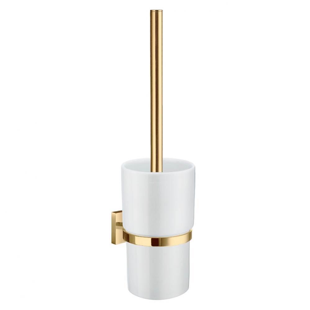 HOUSE TOILET BRUSH &amp; HOLDER POLISHED BRASSWHITE CERAMIC