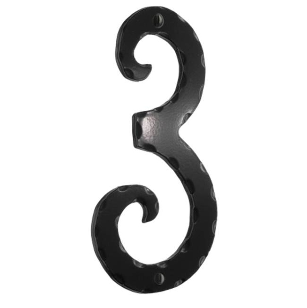 Decorative wrought iron 6&apos;&apos; house numeral 3