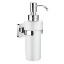 Smedbo OK369P - ICE- Holder in Polished Chrome with Porcelain Soap Dispenser.