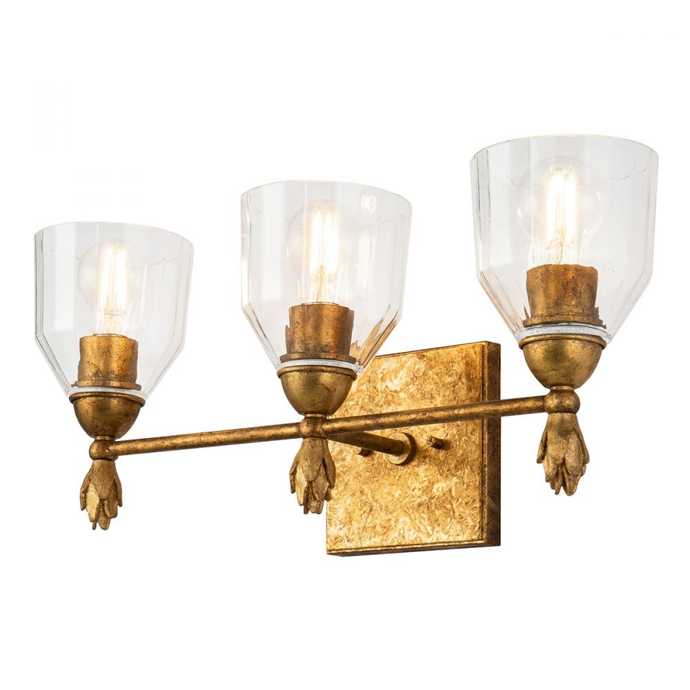 Felice 3 Light Vanity in Antique Gold