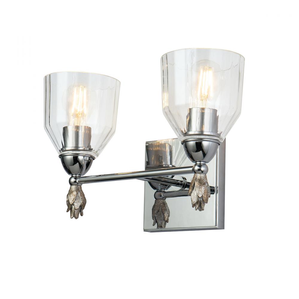 Felice 2 Light Vanity Light In Polished Chrome With Silver Accents