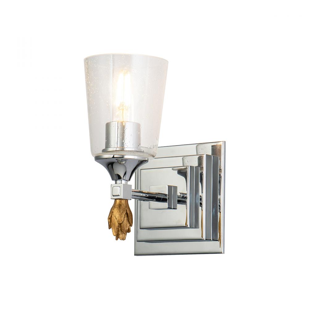 Vetiver 1 Light Vanity in Polished Chrome with Gold Accent