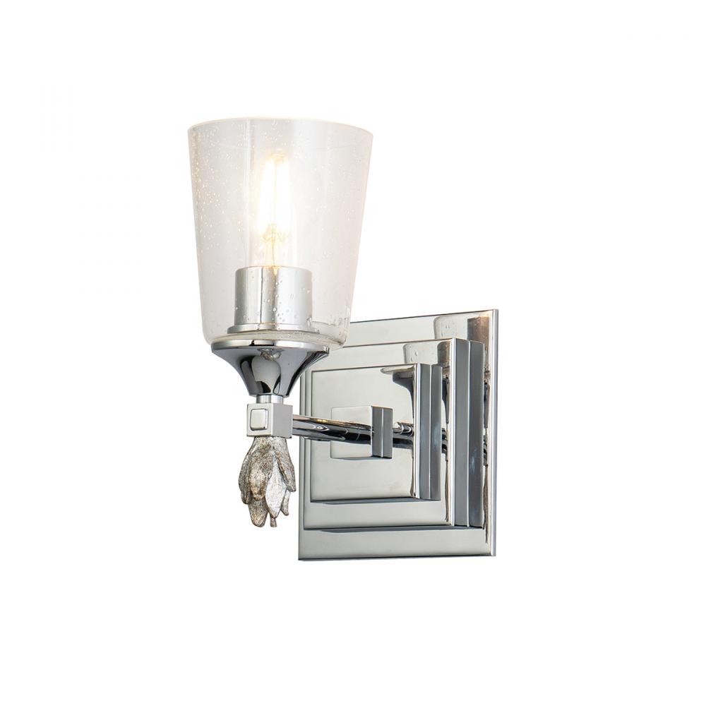 Vetiver 1 Light Vanity in Polished Chrome with Silver Accent