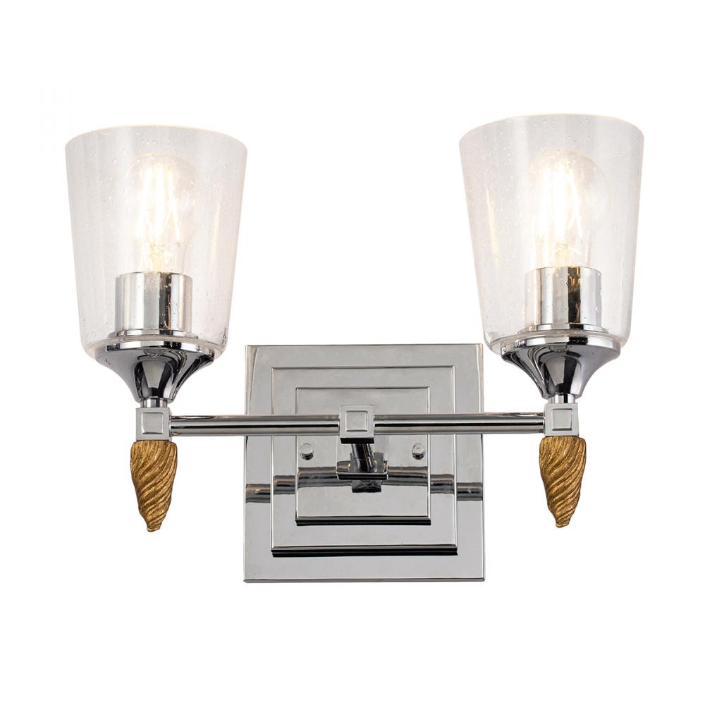Vetiver 2 Light Vanity in Polished Chrome with Silver Accent