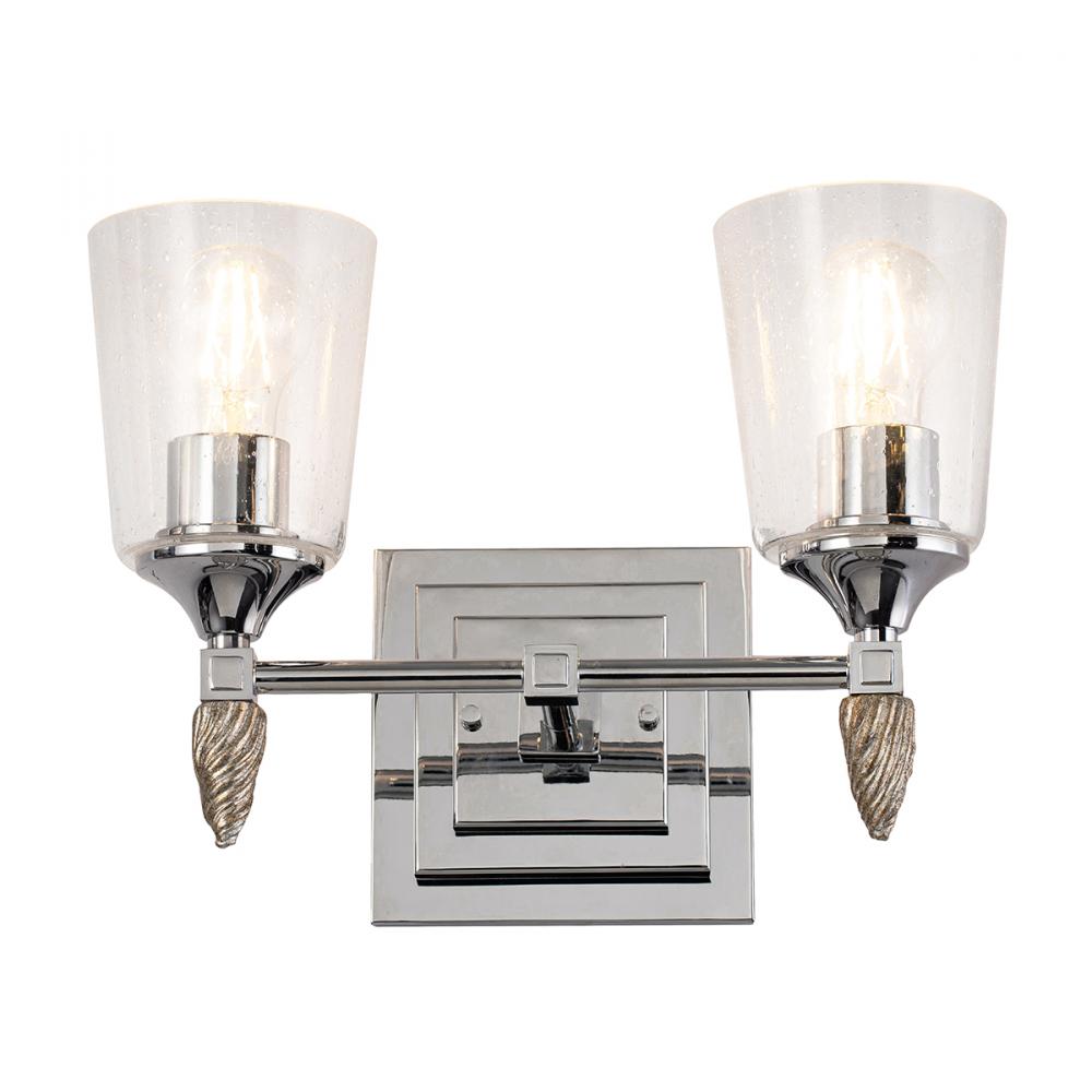 Vetiver 2 Light Vanity in Polished Chrome with Silver Accent
