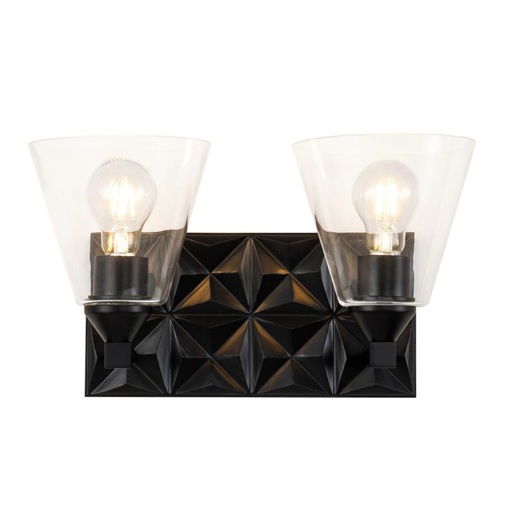Alpha 2 Light Vanity Light With Glass in Matte Black