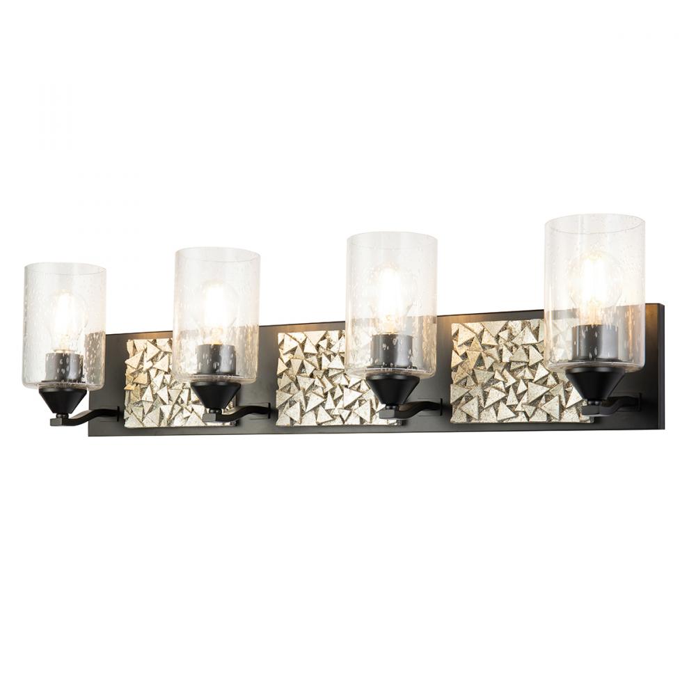 Bocage 4 Light Bath Bar In Matte Black And Silver