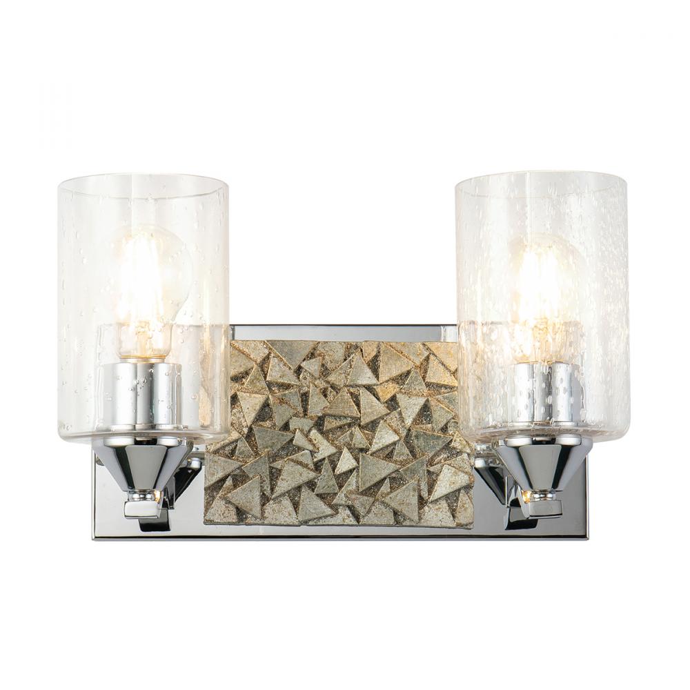 Bocage 2 Light Bath Bar In Polished Chrome And Silver