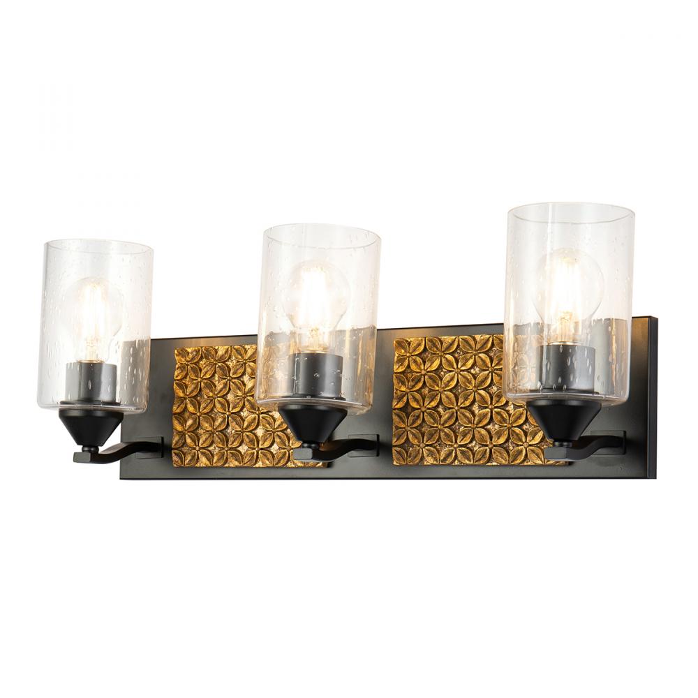 Arcadia 3 Light Vanity in Matte Black and Gold