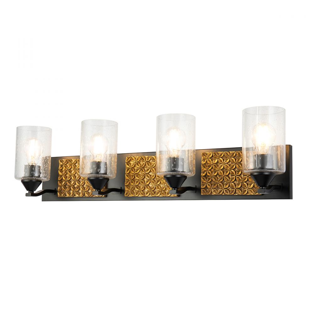 Arcadia 4 Light Bath Bar in Matte Black and Gold