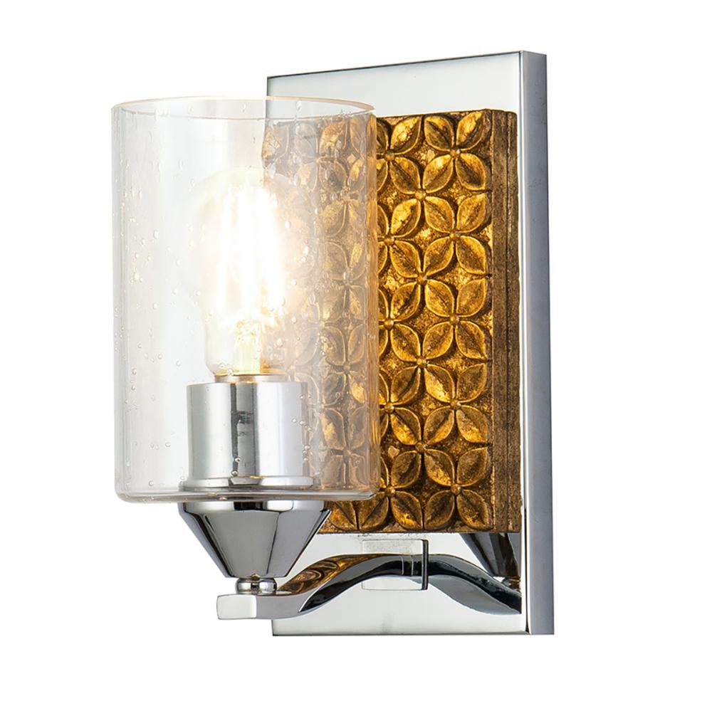 Arcadia 1 Light Vanity in Polished Chrome and Gold