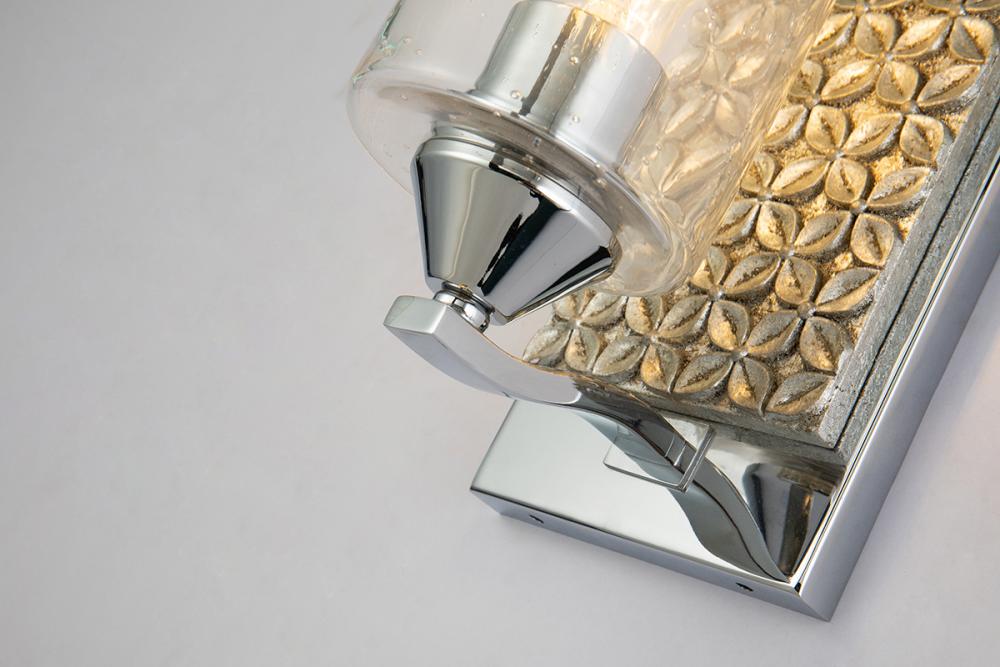 Arcadia 1 Light Wall Sconce in Polished Chrome and Silver