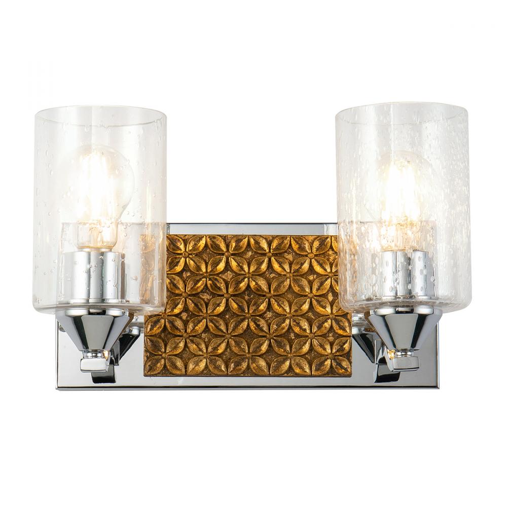 Arcadia 2 Light Vanity in Polished Chrome and Gold