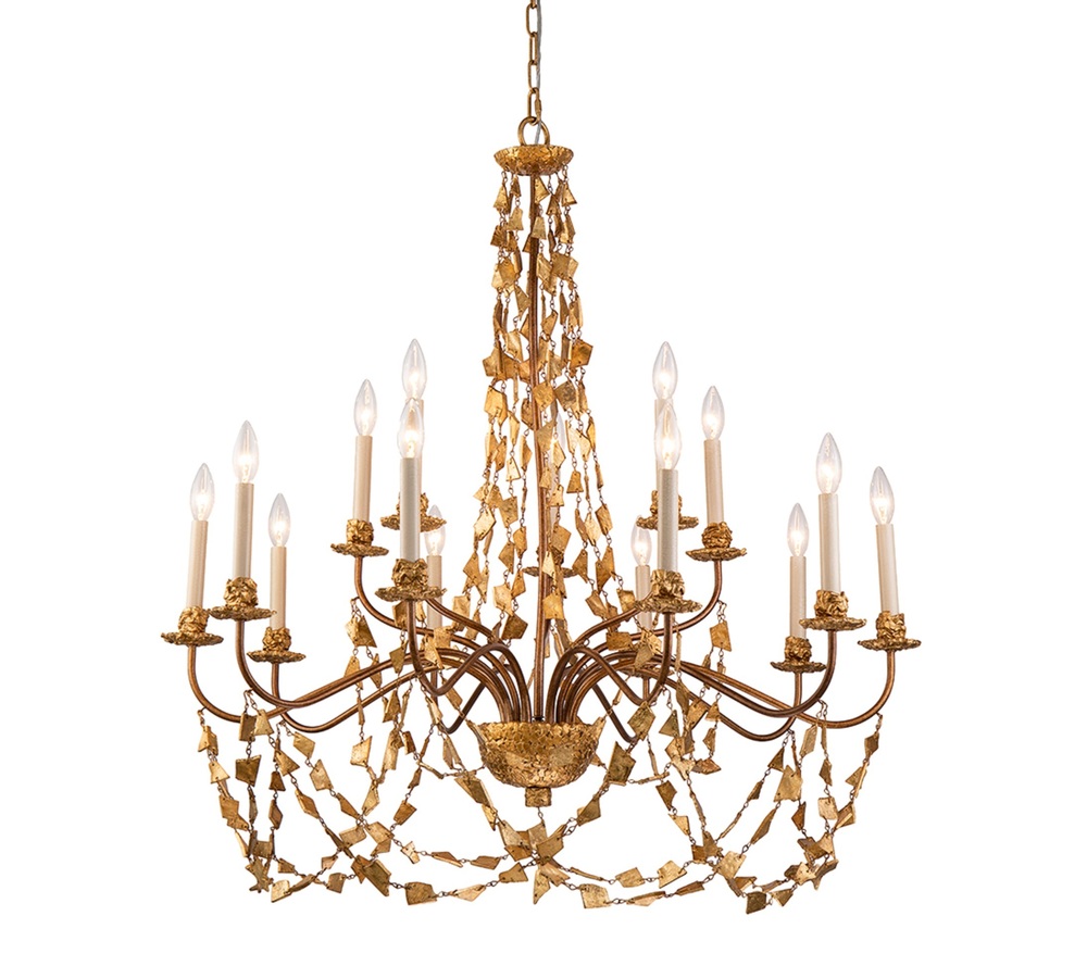 Mosaic 15 Light Extra Large Antiqued Gold  Chandelier