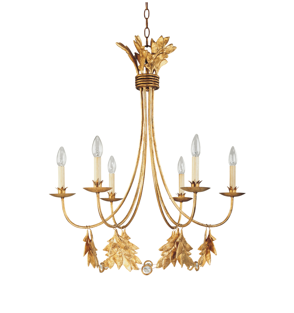 Sweet Olive 6 Light French Rustic Antiqued Gold Mini Chandelier