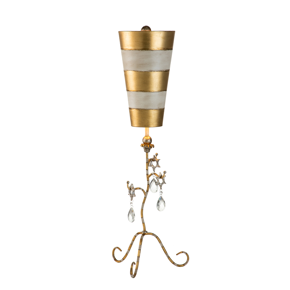 Tivoli Distressed Gold Buffet Table Lamp Inverted Striped Shade