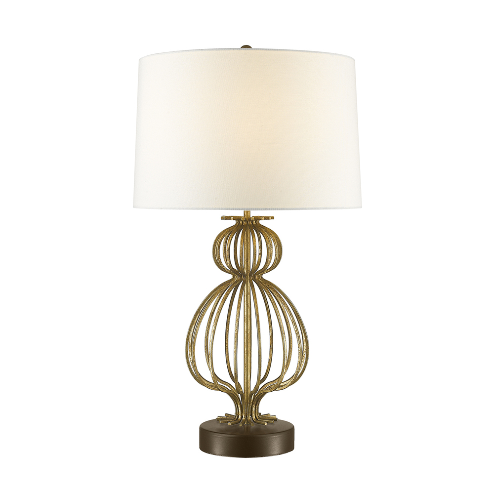 Sun King Buffet Table Lamp in Distressed Gold and Crystal