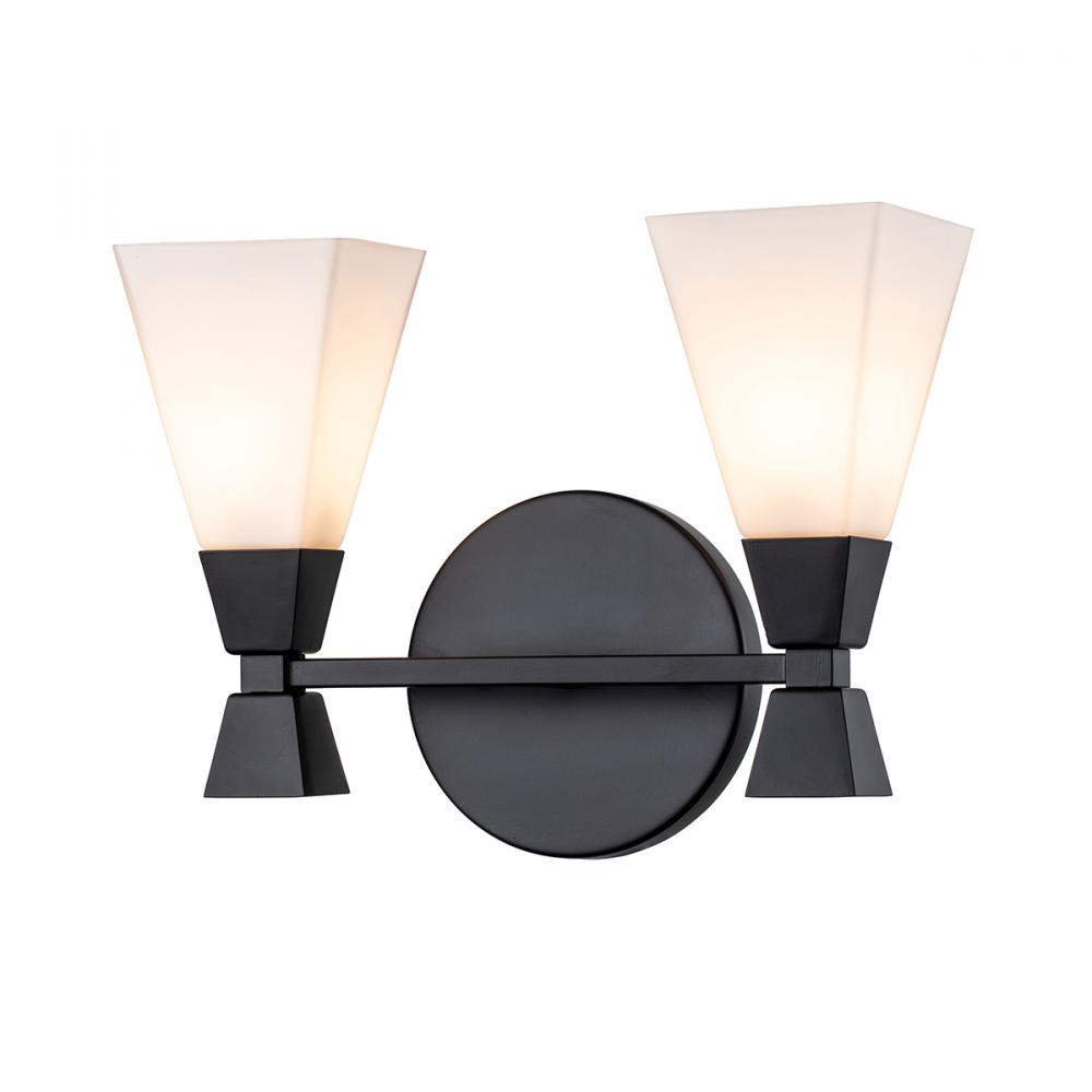 Bowtie 2 Light Bath Bar in Matte Black