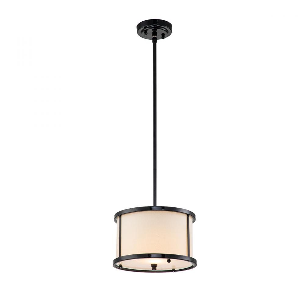 Lemuria 1 Light Duo-Mount Mini Pendant - Lacquered Black, White Shade