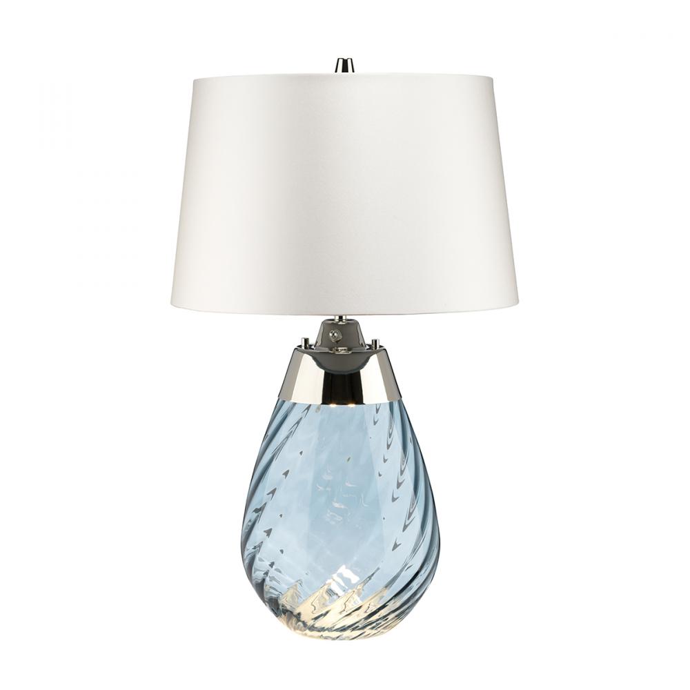 Lena Small Table Lamp in Smoke with Off White Satin Shade
