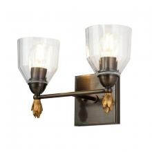 Lucas McKearn BB1000DB-2-F1G - Felice 2 Light Vanity Light In Dark Bronze With Gold Accents
