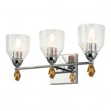 Lucas McKearn BB1000PC-3-F1G - Felice 3 Light Vanity Light In Polished Chrome With Gold Accents