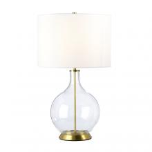 Lucas McKearn orb-clear-ab-wht - Orb 1 Light Table Lamp - Clear Glass - Aged Brass with White Shade