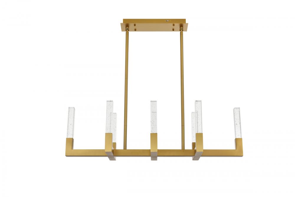 Noemi Pendant L42&#34; W12&#34; H12&#34; L8 DIM 3CCT Satin Gold