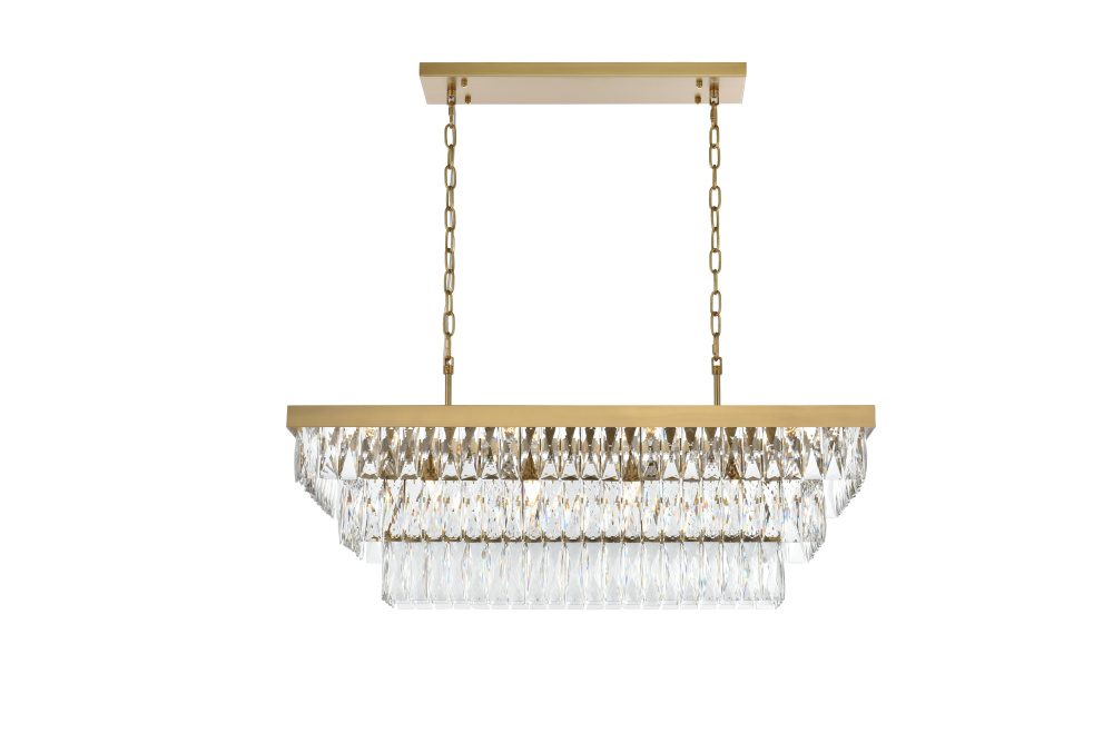 Pendant L36&#34;W16&#34;11.5&#34;L12 Satin Gold