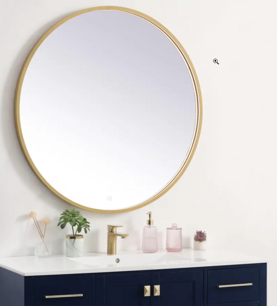 Pier 48 inch LED mirror with adjustable color temperature 3000K/4200K/6400K in brass