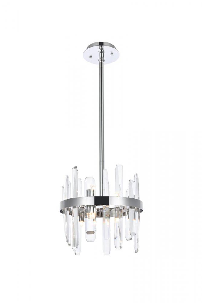 Serena 12 inch crystal round pendant in chrome