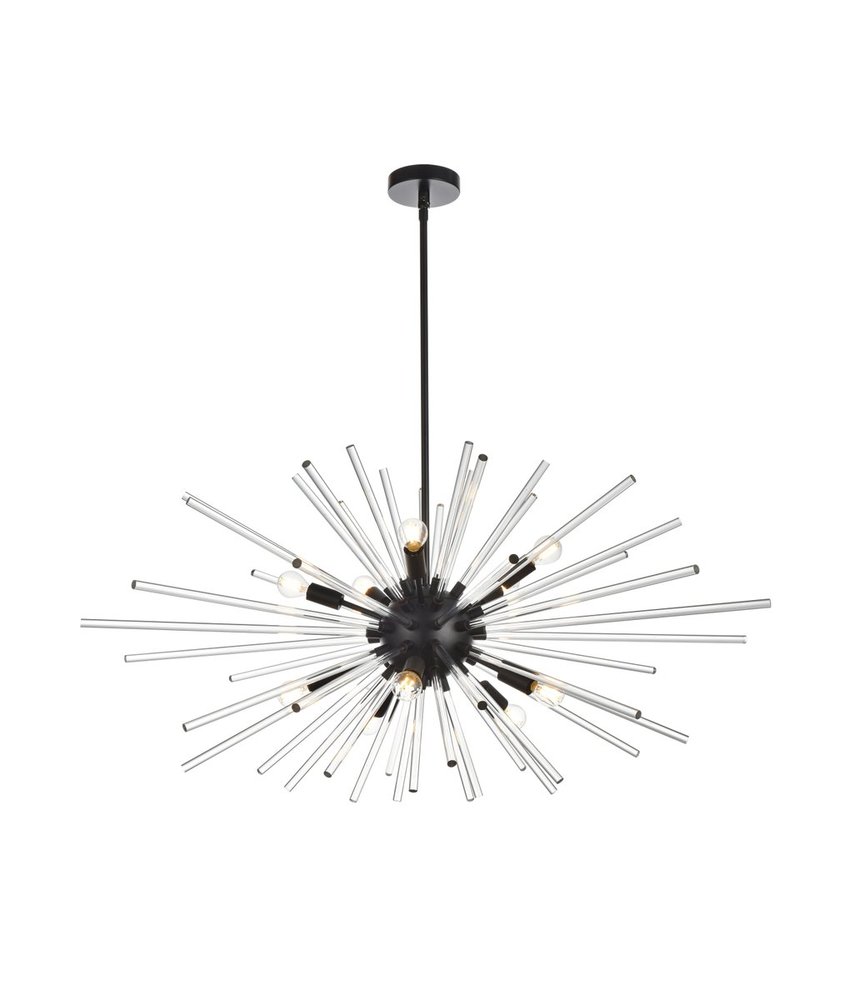 Sienna 42 inch crystal rod pendant in black