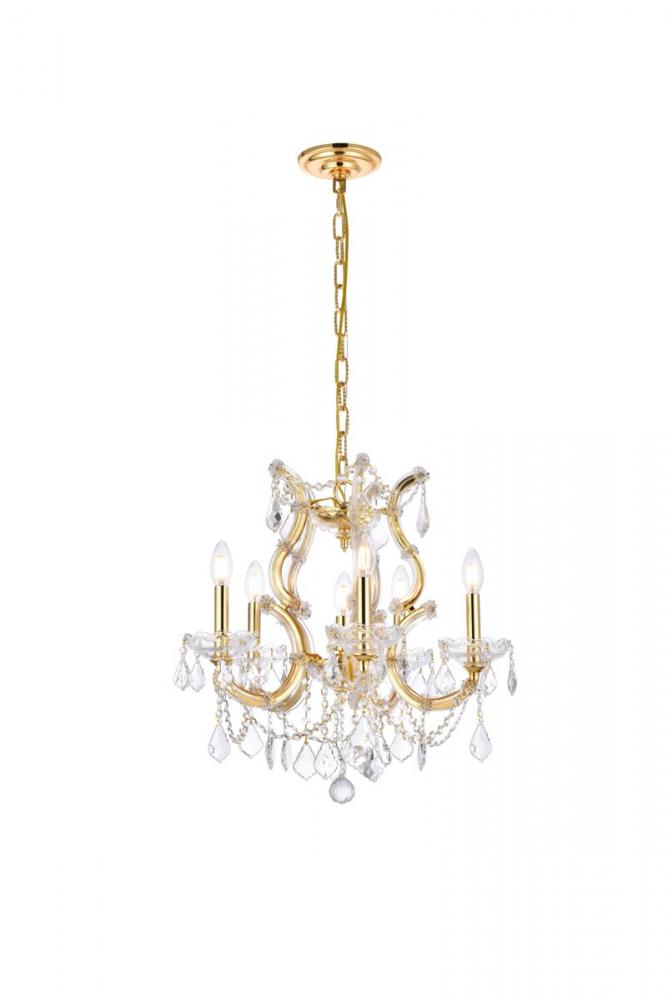 Maria Theresa 6 light Gold Pendant Clear Royal Cut Crystal