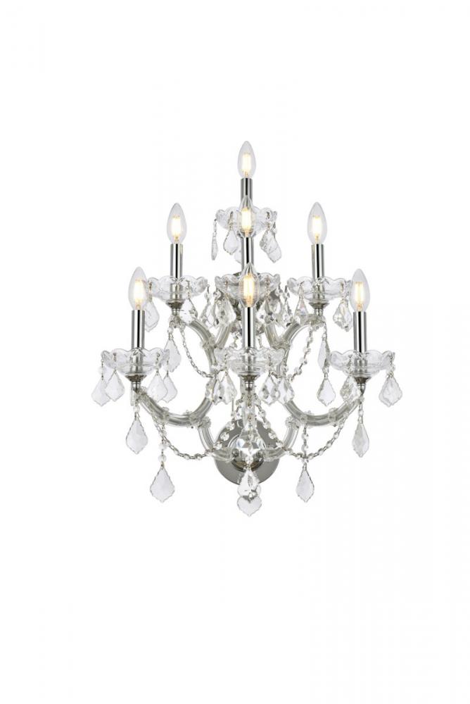 Maria Theresa 7 light Chrome Wall Sconce Clear Royal Cut Crystal