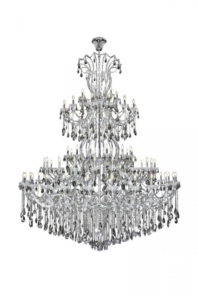 Maria Theresa 84 light Chrome Chandelier with Silver Shade tear drop crystalsSilver Shade