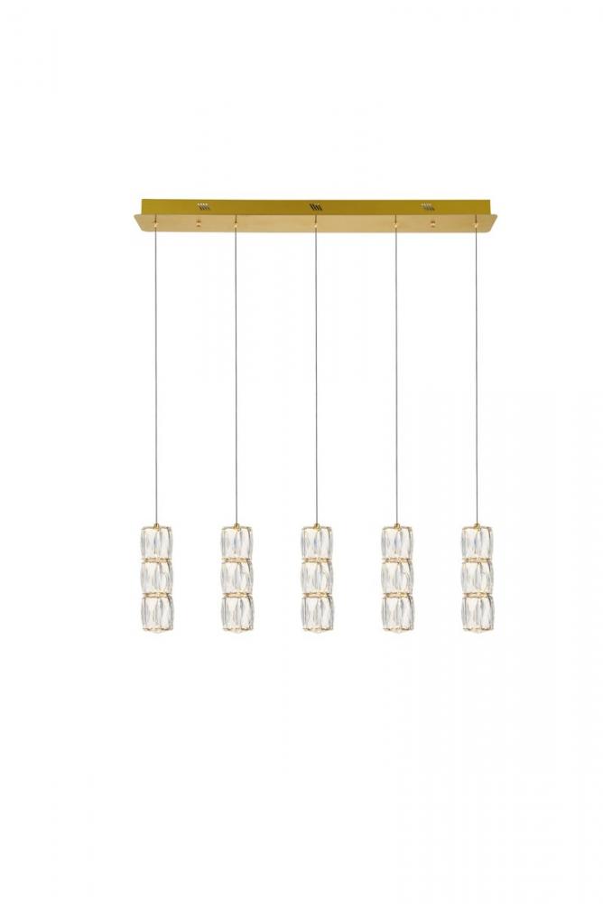 Polaris LED light gold Pendant Clear Royal Cut Crystal