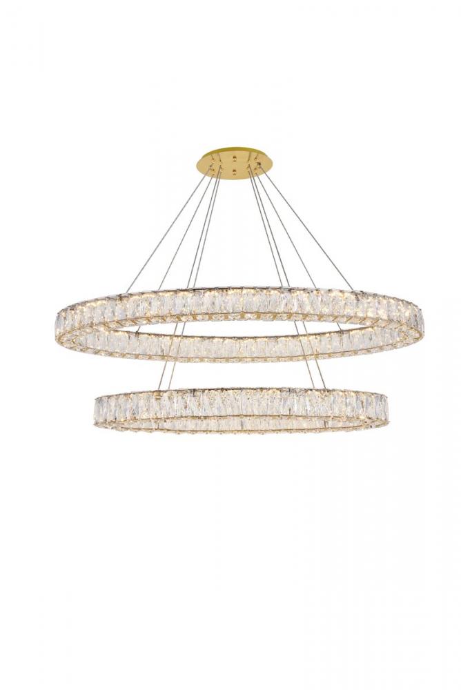 Monroe Integrated LED light Gold Chandelier Clear Royal Cut Crystal